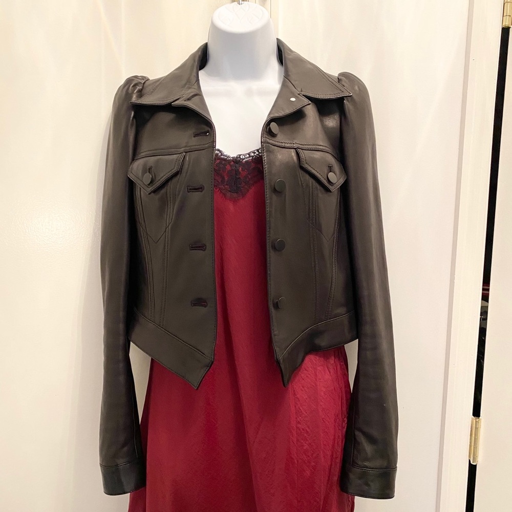 The Kooples Leather Tuxedo Jacket